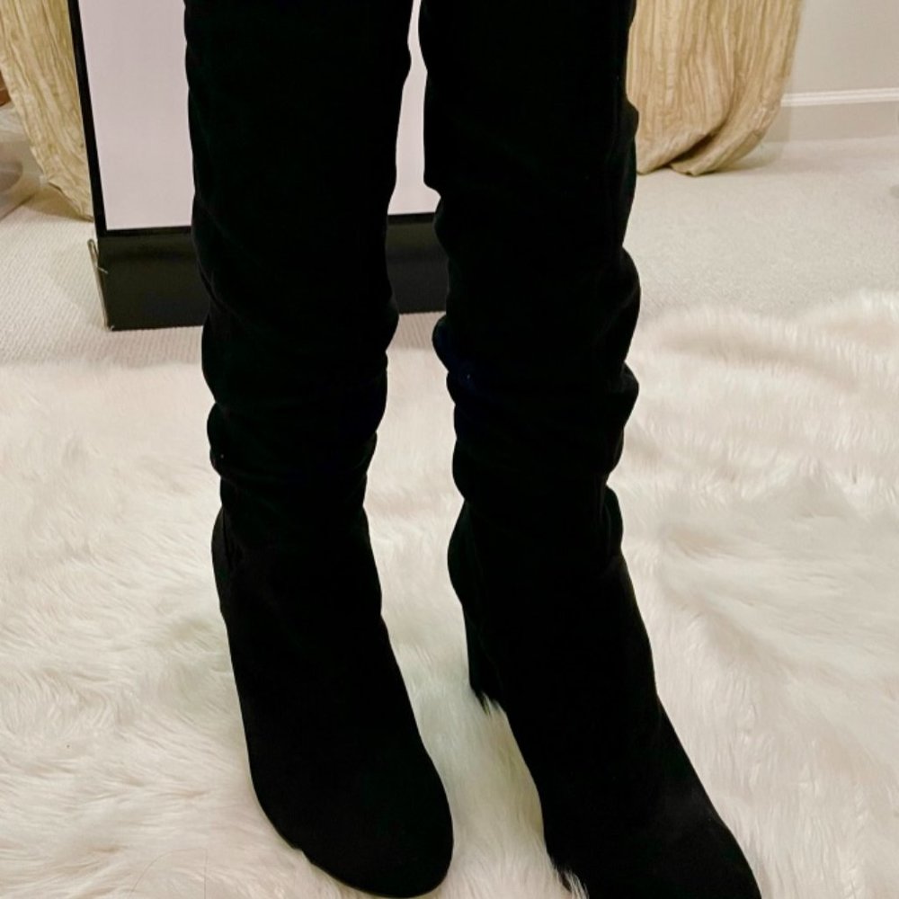 Nine West Heeled Black Suede Boots Size 10